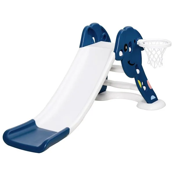 2-in-1 Toddlers HDPE Slide W/ Basketball Hoop