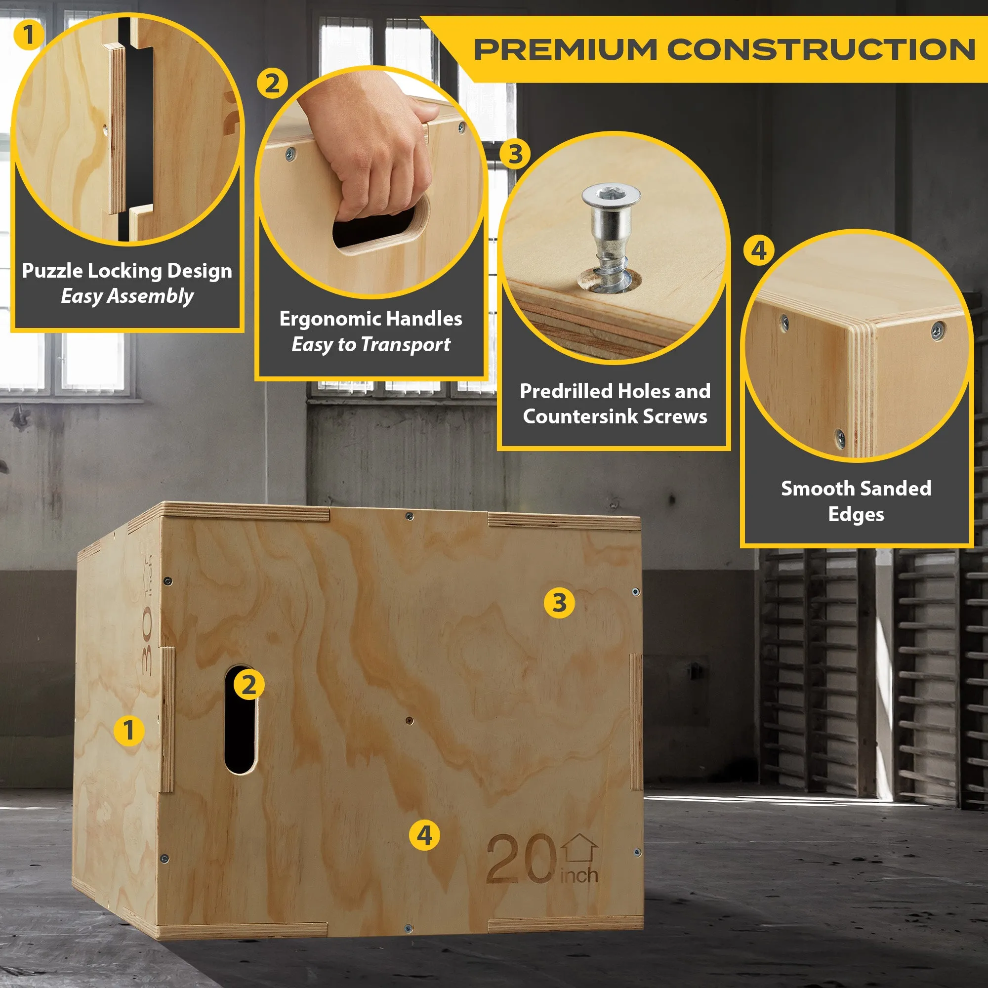 3 in 1 Wood Plyometric Box for Training & Conditioning