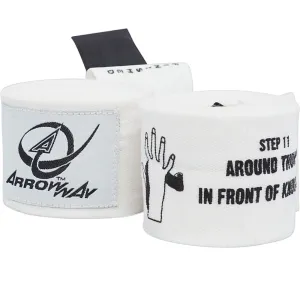 ArrowWay Instructional Hand Wraps for Boxing & MMA - White