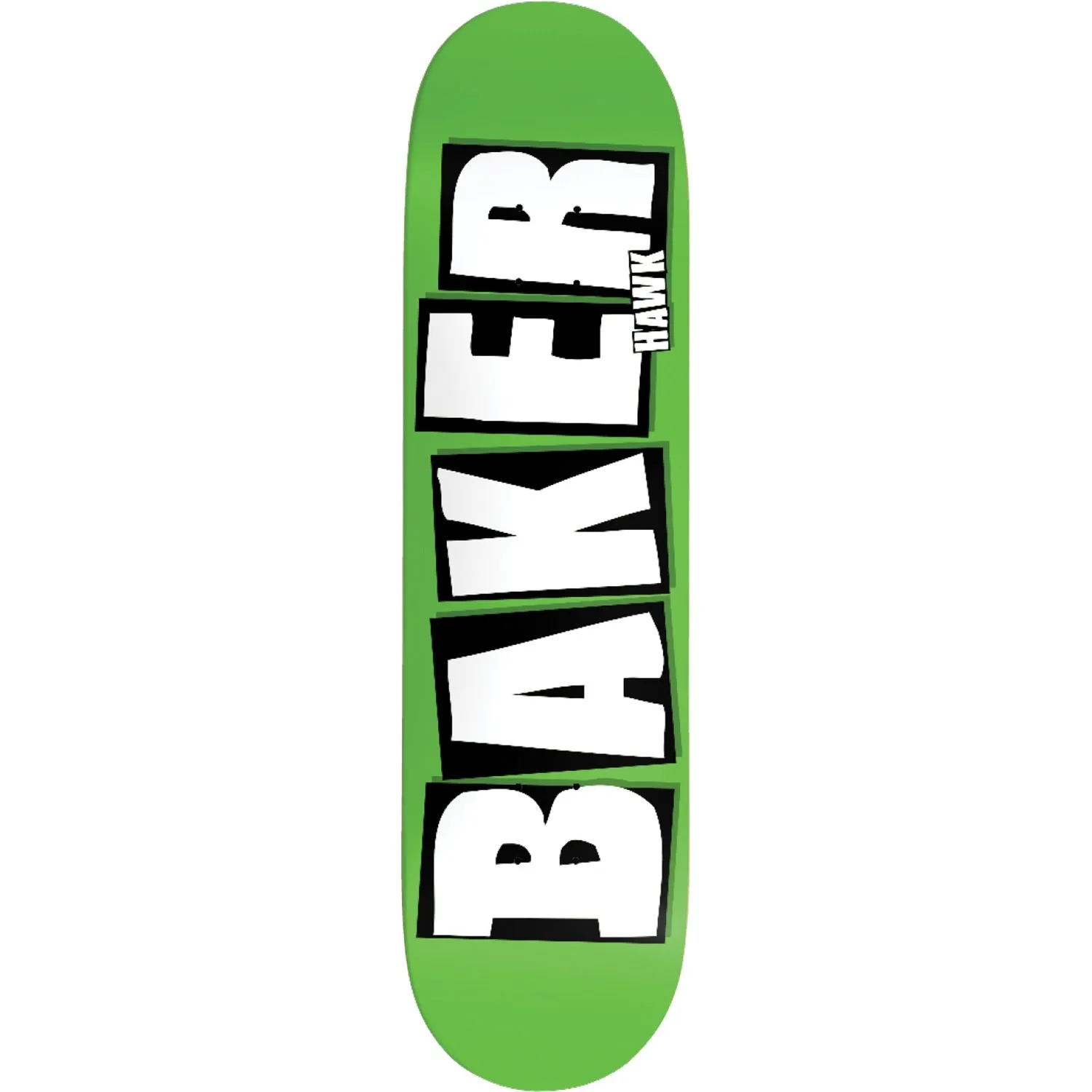 Baker Hawk Brand Name Skateboard Deck - 8.5" Neon Green B2