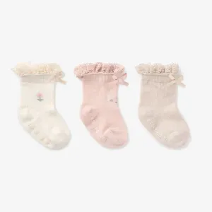 Elegant Baby - Floral Ankle Socks - 3 Pack (0-12M)