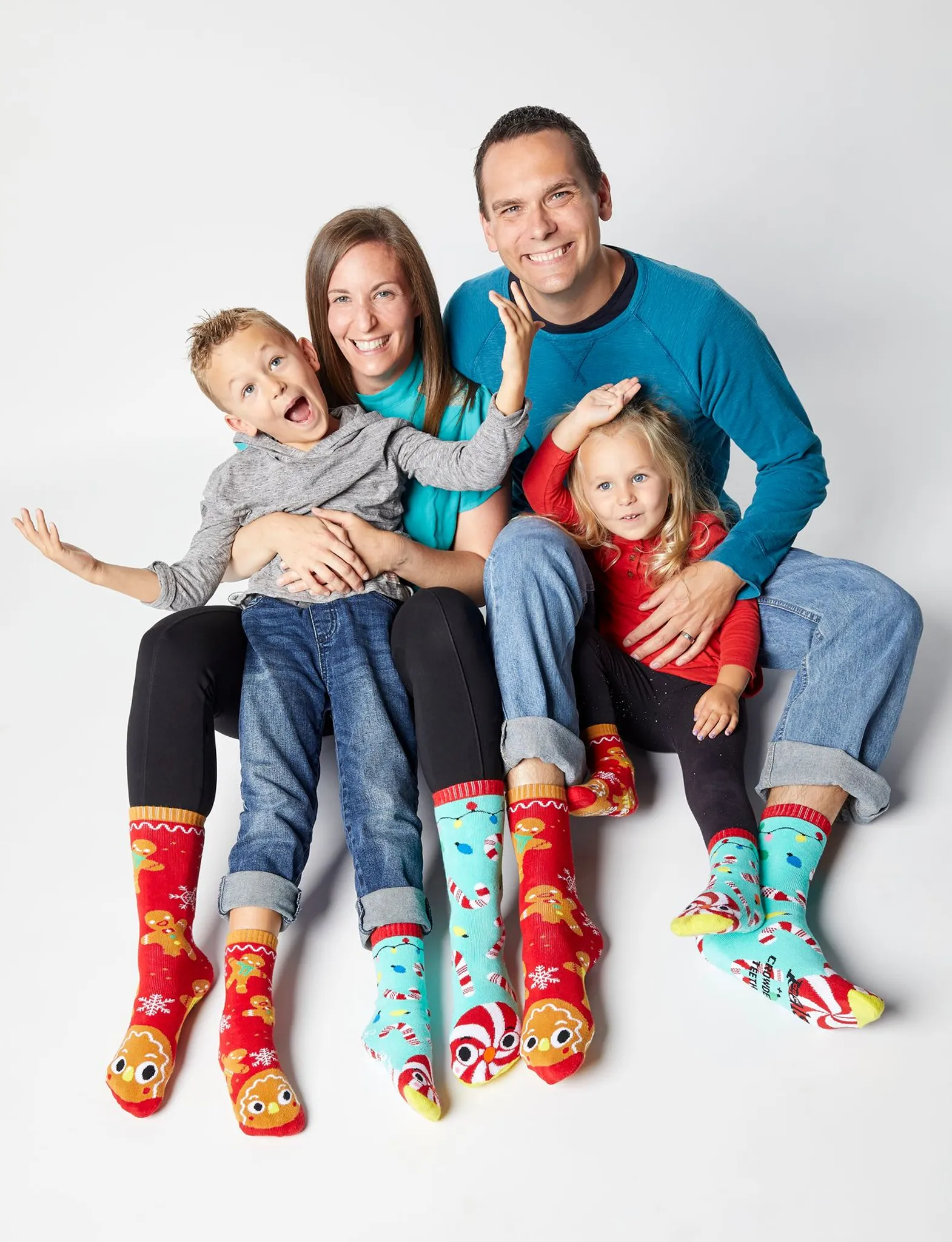 Gingerbread & Candy Cane Mismatched Christmas Socks - 2 pairs