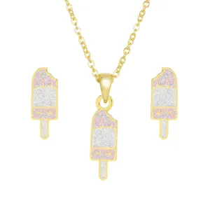 Glitter Ice Cream Necklace and Earrings Set