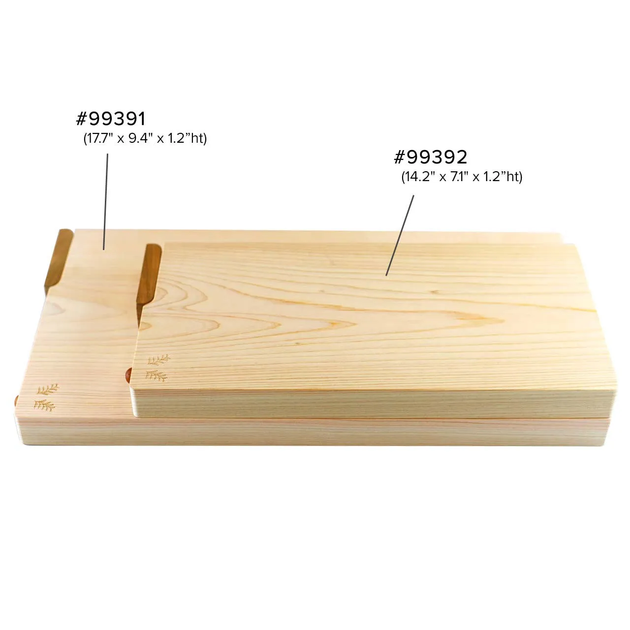 Hinoki (Japanese Cypress) Cutting Board w/Stand 14.2" x 7.1" x 1.2" ht