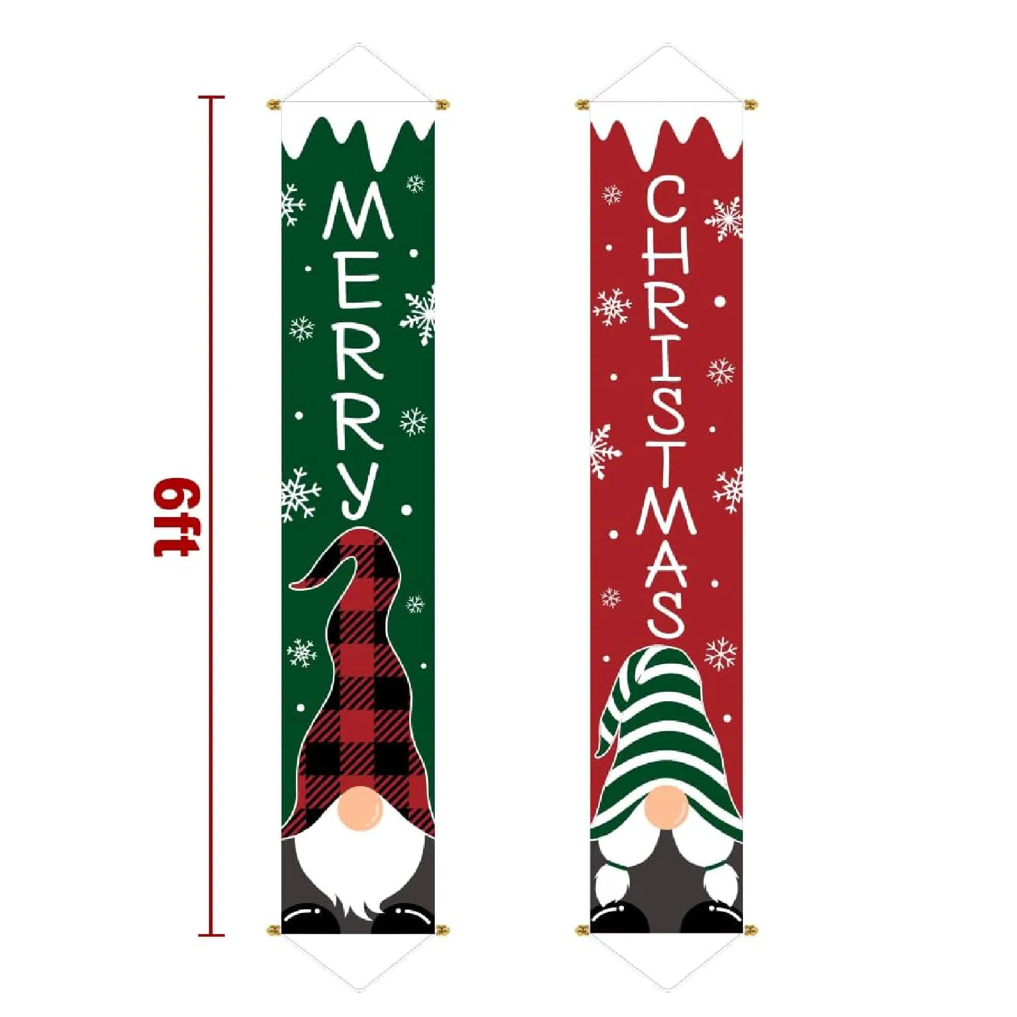 Ivenf Christmas Decorations Outdoor Yard: Cute Red Green Gnome Tomte Front Porch Sign Door Banner