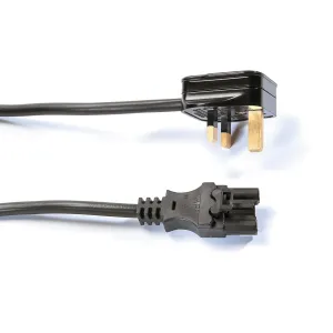 Mains lead with UK 3 pin plug to 3 pole connector - black