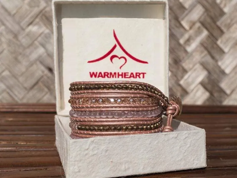 Multibead Wrap Bracelet Pink