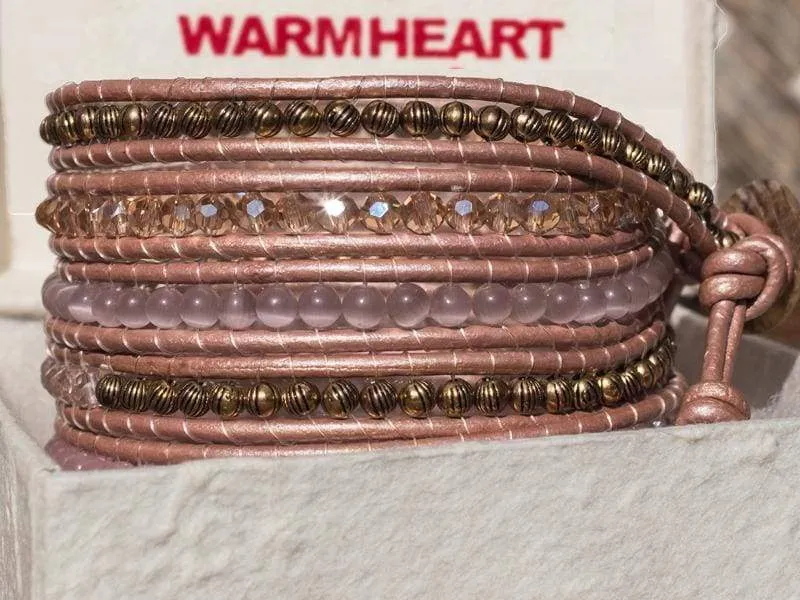 Multibead Wrap Bracelet Pink