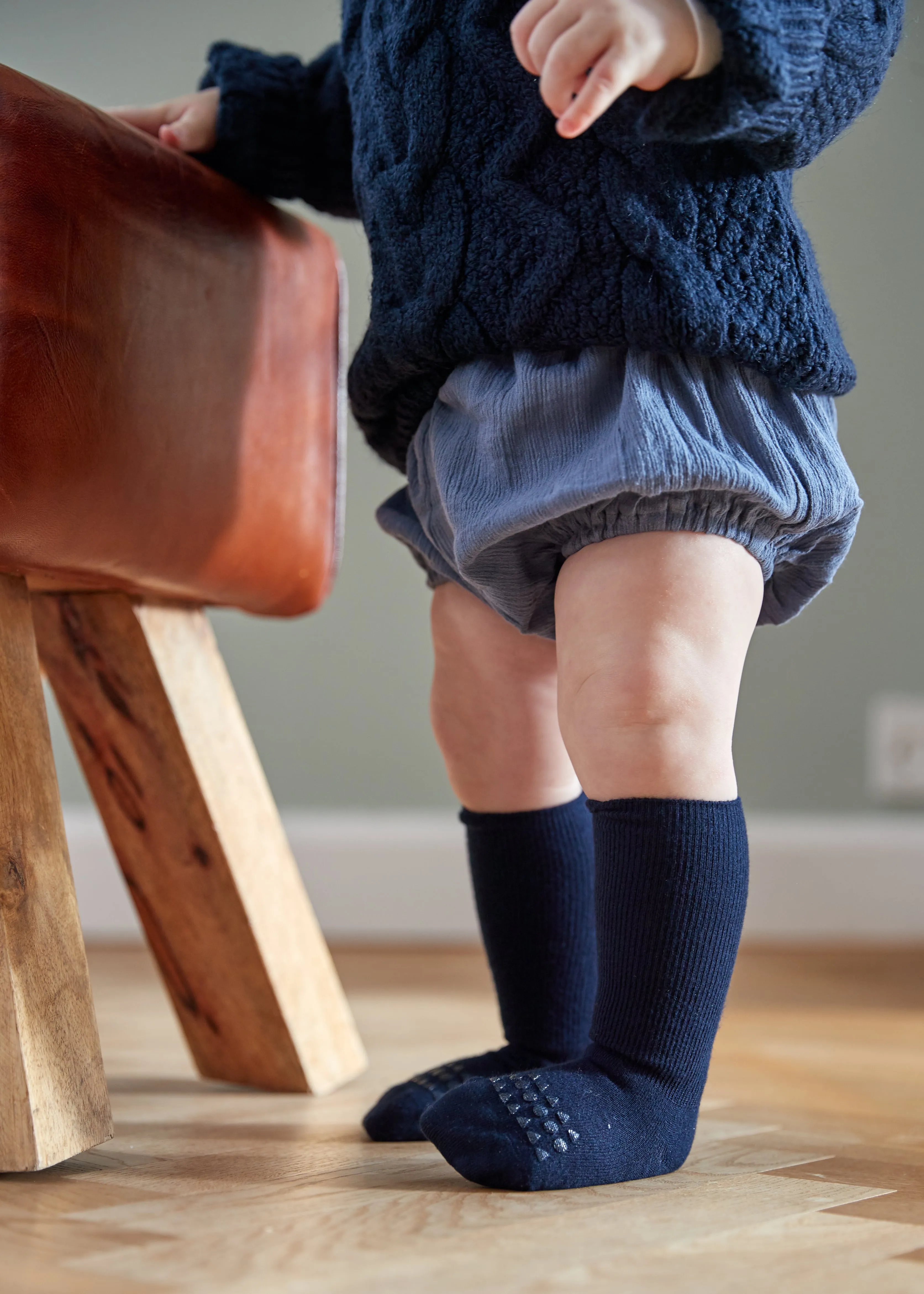 Non-Slip Grip Socks - Bamboo - Dark Blue