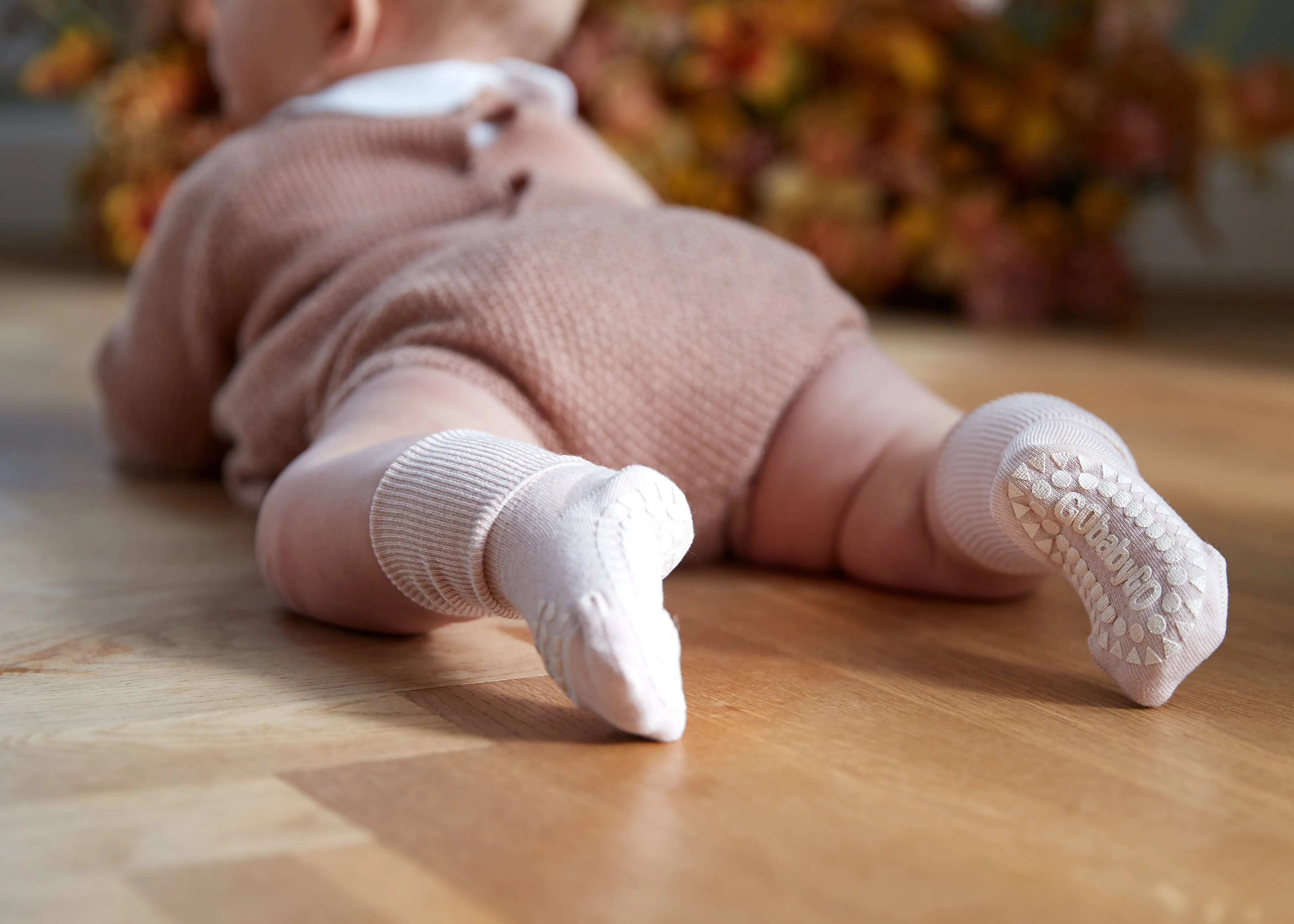 Non-Slip Grip Socks - Bamboo - Soft Pink