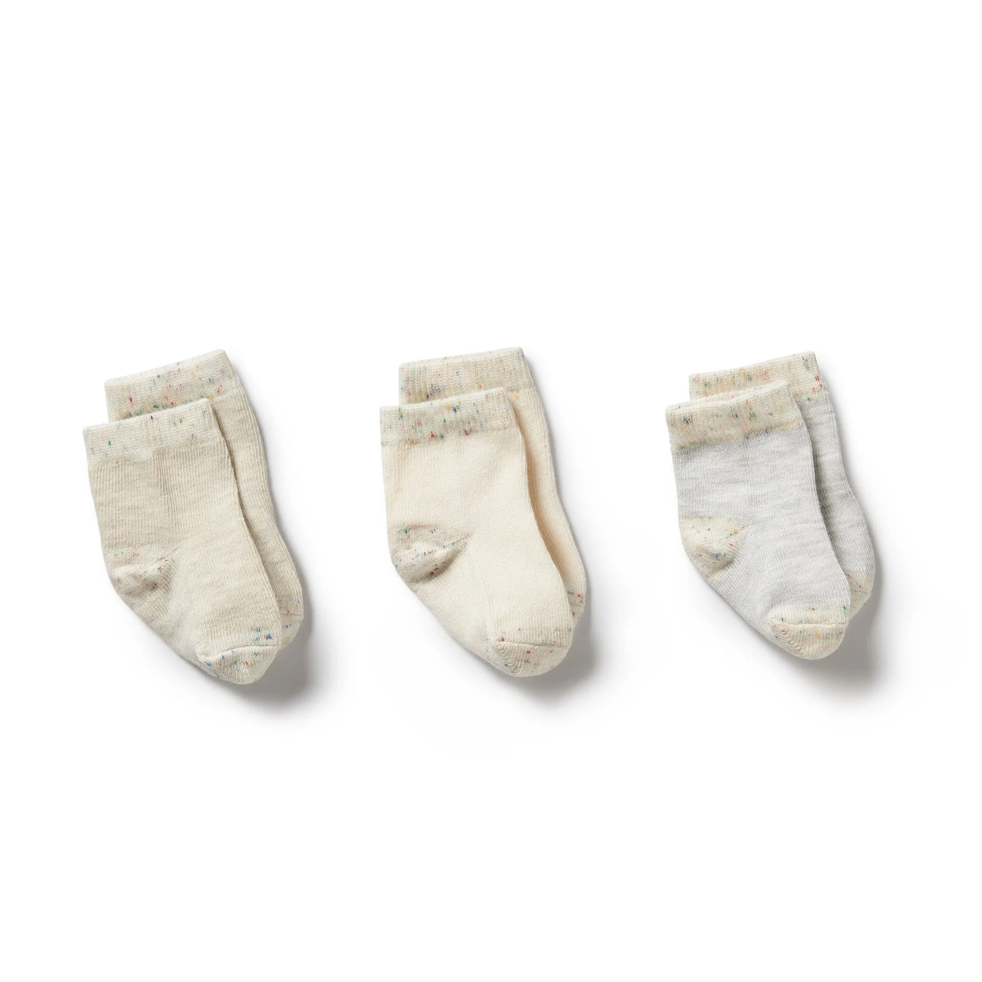 Organic Cotton Baby Socks 3 pack | Cream, Oatmeal, Grey Cloud