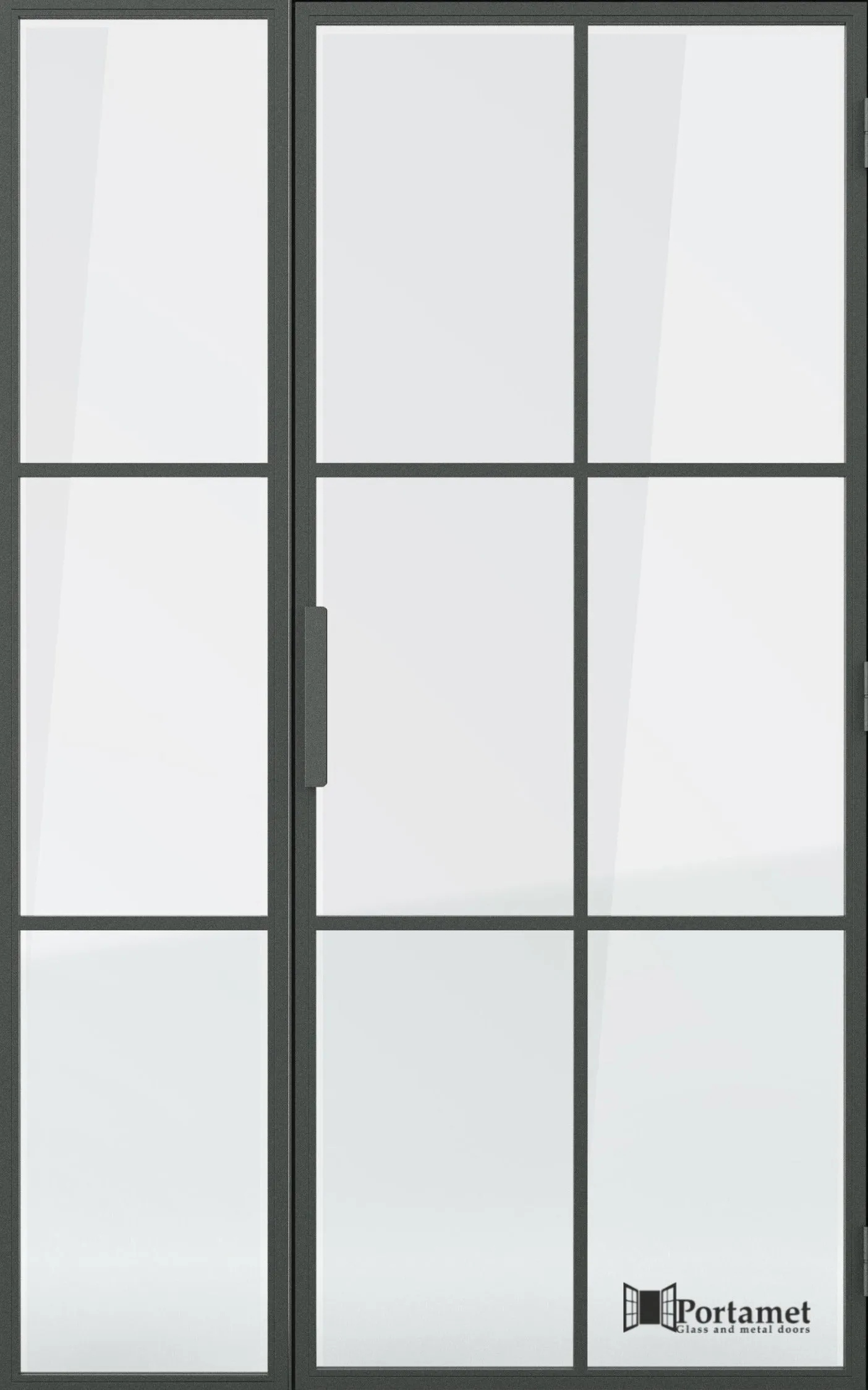 Portamet by Sfarzo - Malmo Classic Steel Glazed Crittal Style Door with a Fixel Panel