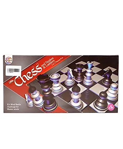 RATNA'S Classic Strategy Game Little Chess with Snakes and Ladders to Develop Building and Concentration of Kids (Multicolour)