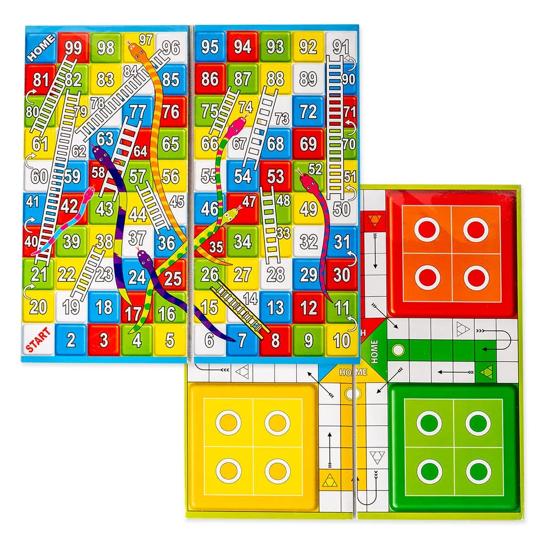 RATNA'S Classic Strategy Game Little Snakes and Ladders with Ludo 2 In 1 for Young Businessman (Multicolour)