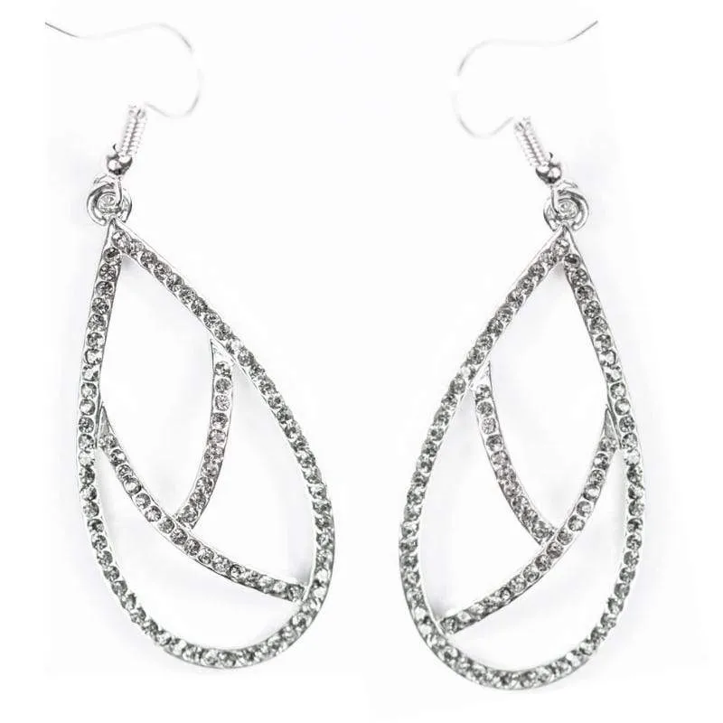 Take By Storm Silver Rhinestone Earrings