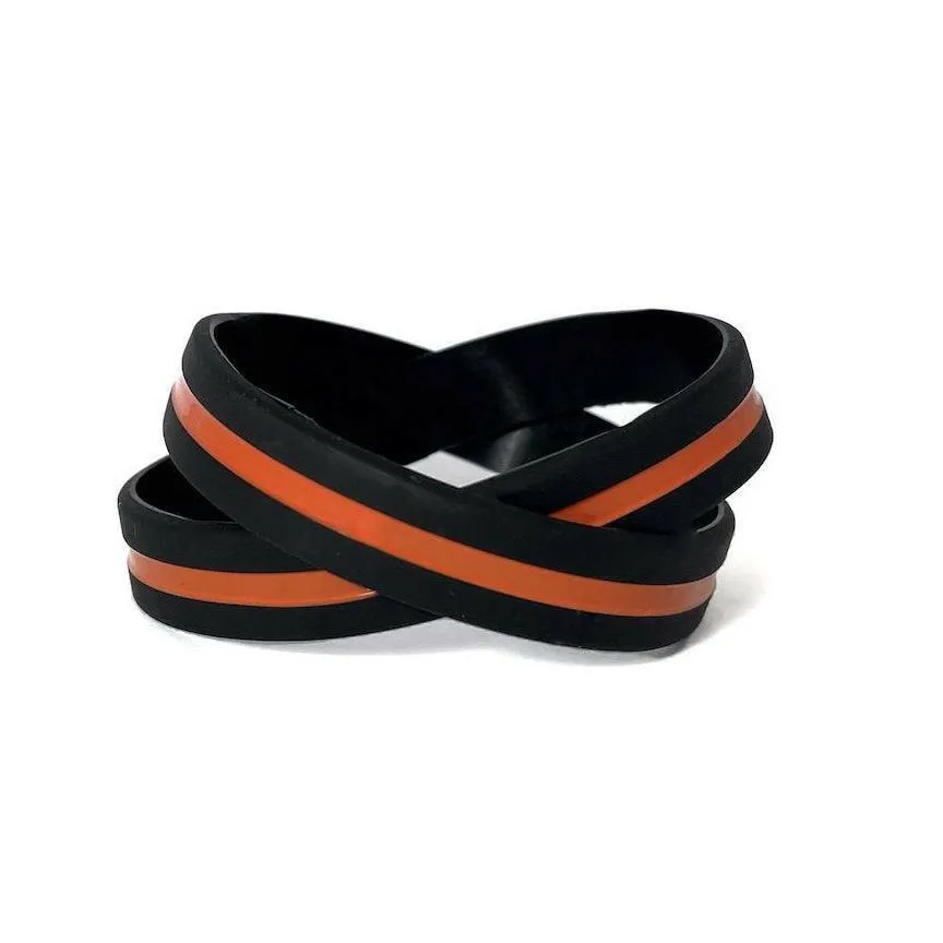 Thin Orange Line - Adult 8" Support Search and Rescue Personnel Black Wristband