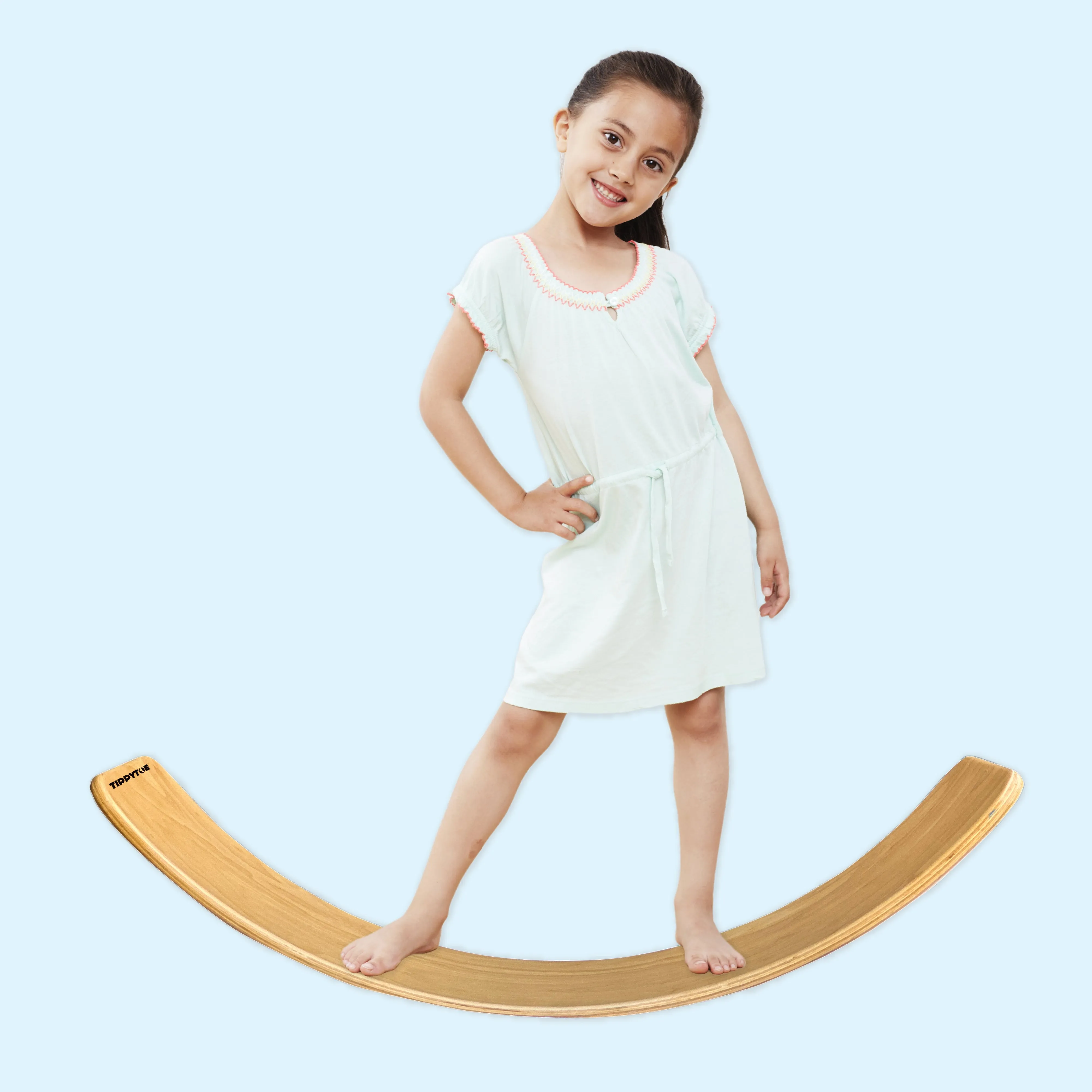 TippyToe (5 pack) Kids Balance Board Wooden Wobble Board, Toddler, Yoga Curvy Board, Rocker Board Natural Wood for Kids,Adults