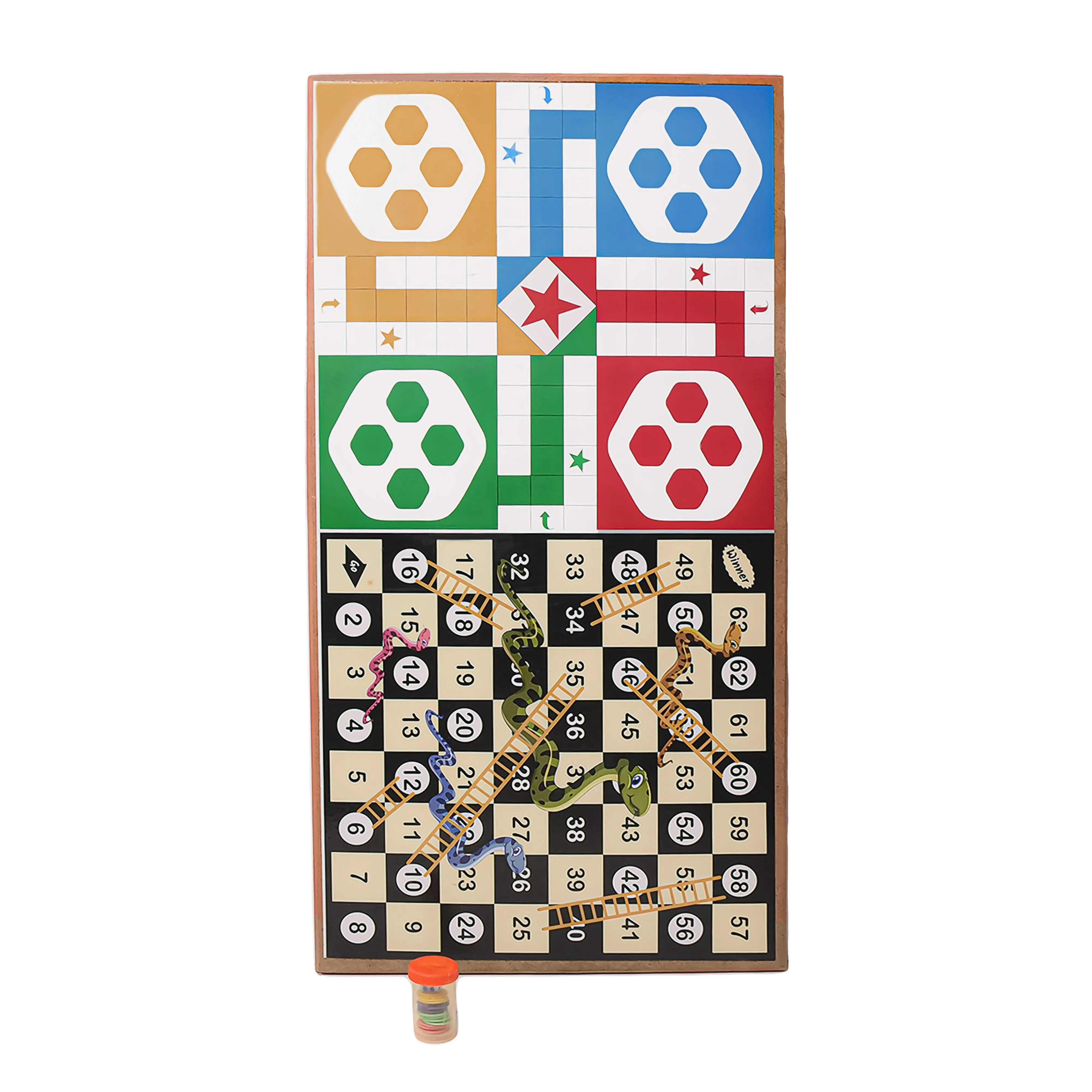 TOYPENTER 3 in 1 String Hockey Table Board with Ludo and Snakes Ladders Game Toy, Wooden Fastest Finger First Game, Sling Puck Board Game for Kids, Childern