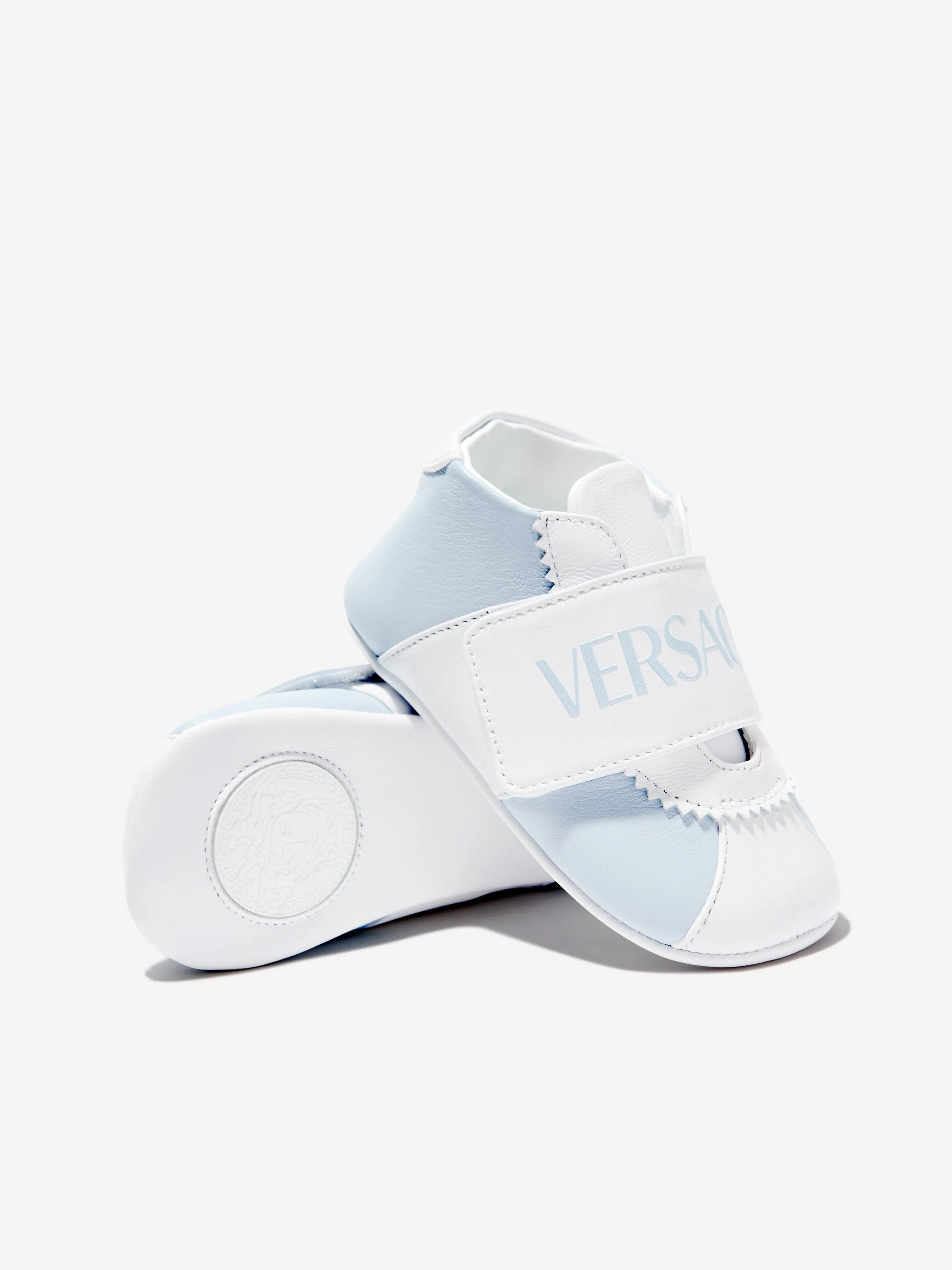 Versace Baby Leather Pre Walker Trainers in Blue