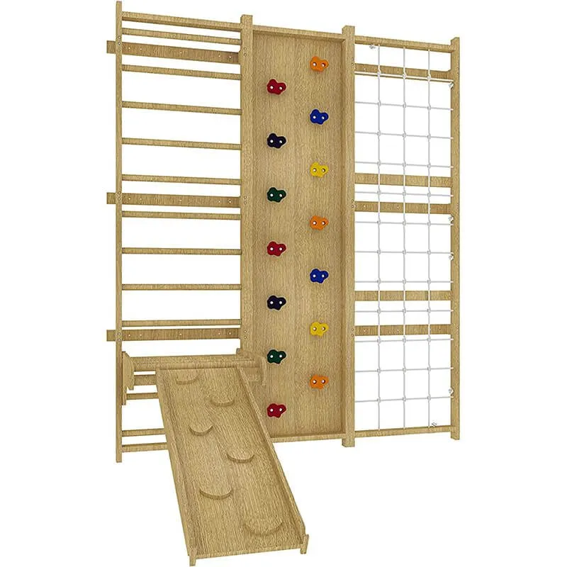 Walnut - 9-in-1 Swedish Ladder Wall Gym Set