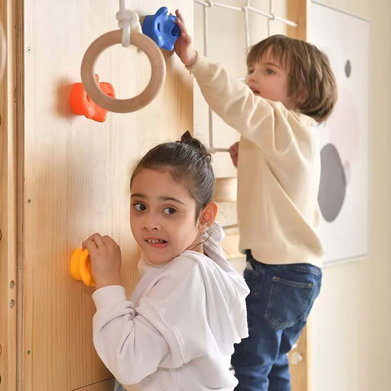 Walnut - 9-in-1 Swedish Ladder Wall Gym Set