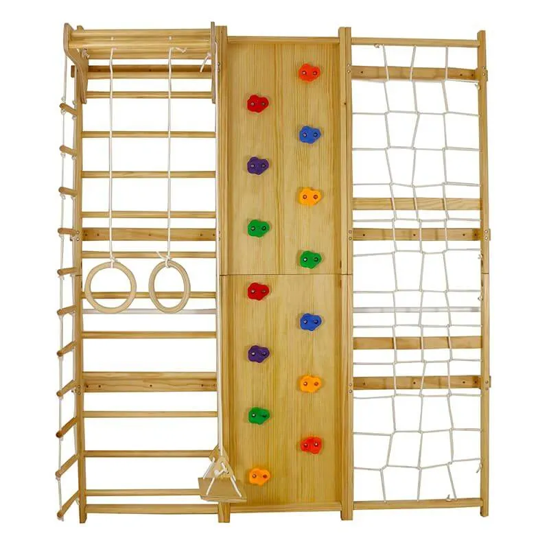 Walnut - 9-in-1 Swedish Ladder Wall Gym Set