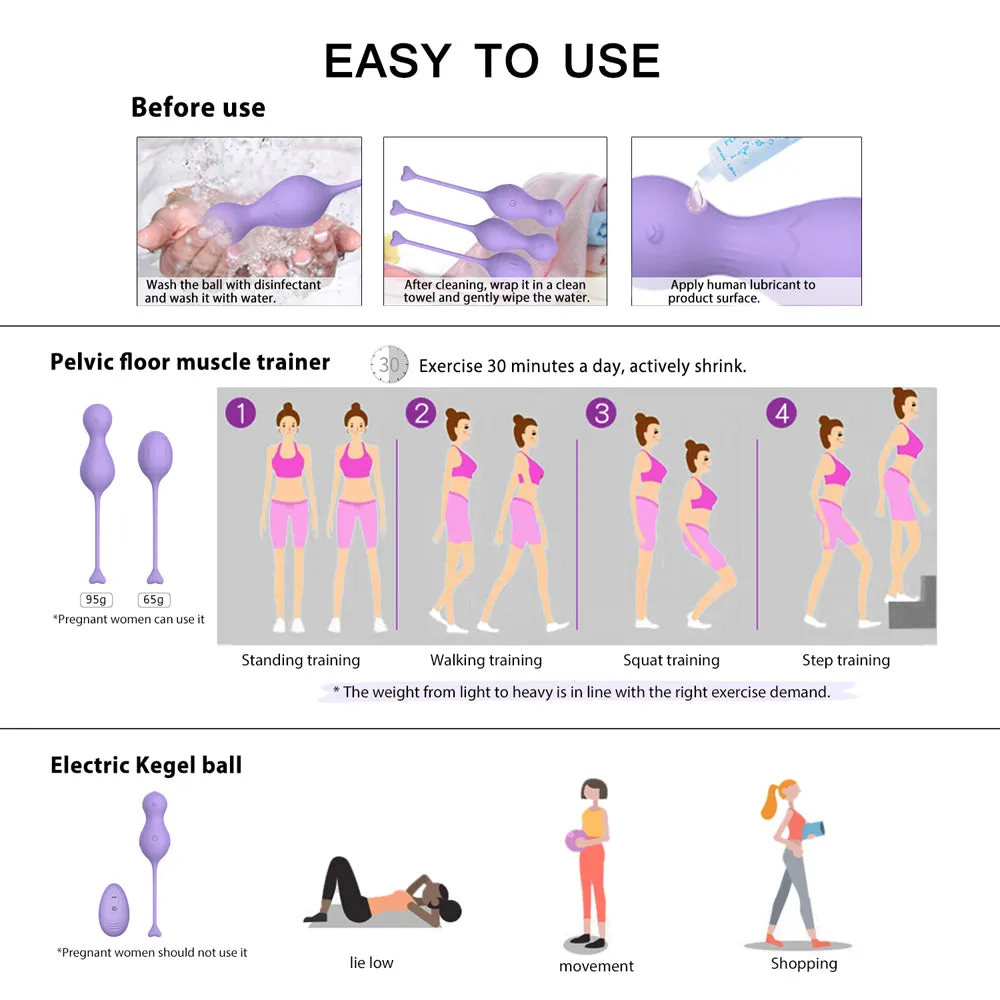 Winyi Heidi Vibrating Kegel Balls - Purple