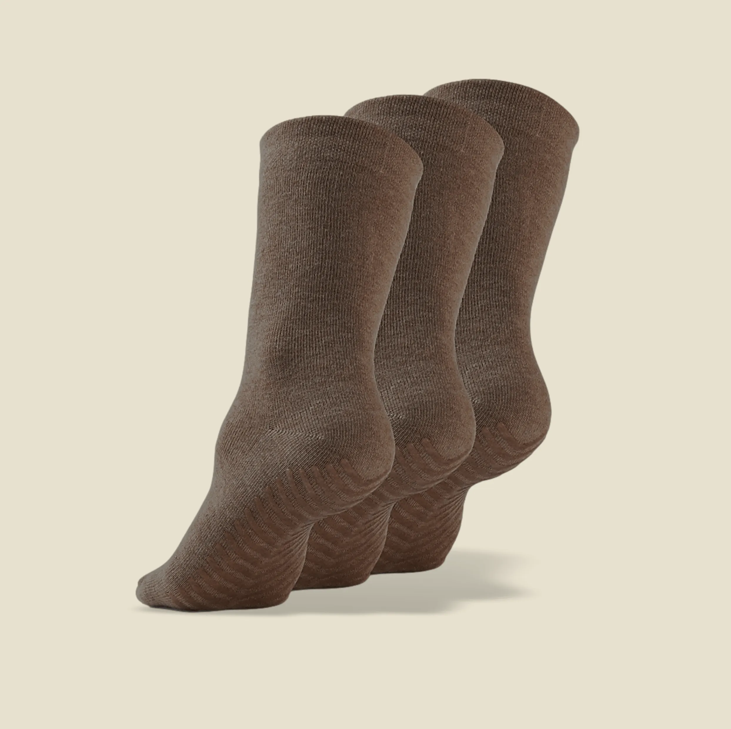 Women's Brown Original Crew Non-Slip Socks - 3 pairs